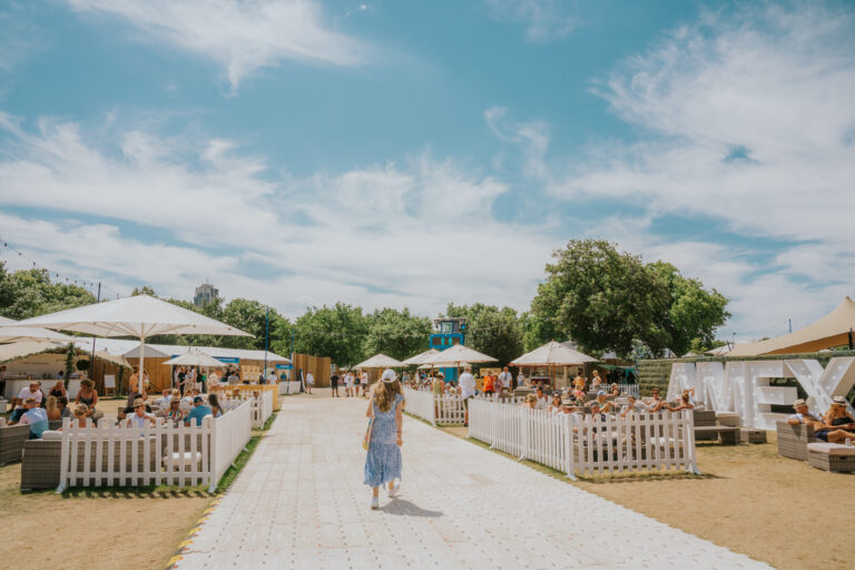 American Express VIP Summer Garden with blue skies